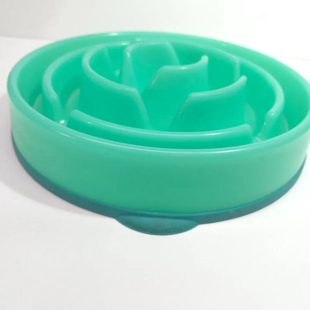 Outward Hound Dog Games Slow Feeder Maze Plastic Dog Bowl Green Teal
